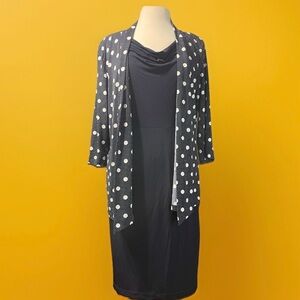 Wardrobe A Women’s Twofer Blue Dress And Polka Dot Topper Size 12